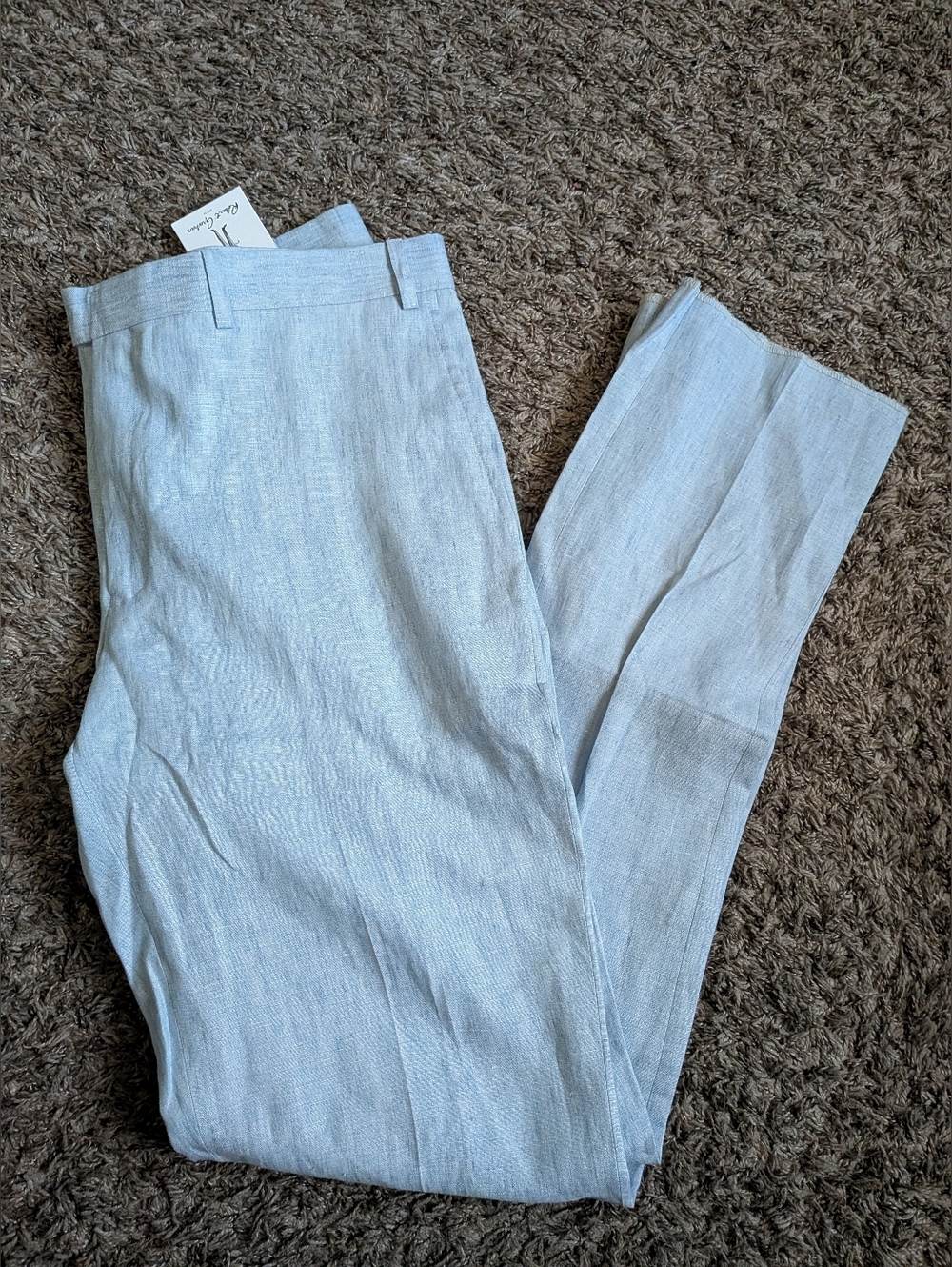 NWT Robert Graham Light Blue Linen Russell Modern Fit Dress Pants Men's 38R